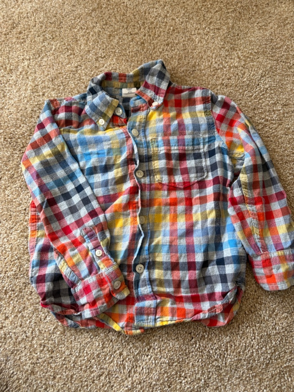 GAP Multicolor Plaid Button-Down Shirt - Red Blue Yellow Gray